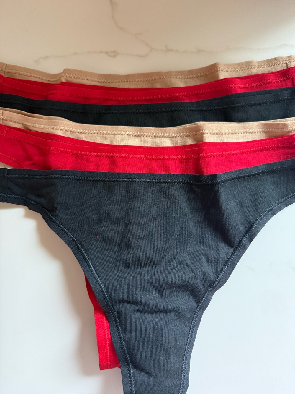 Quince Organic Cotton Thong Black.Sand Ruby NEW